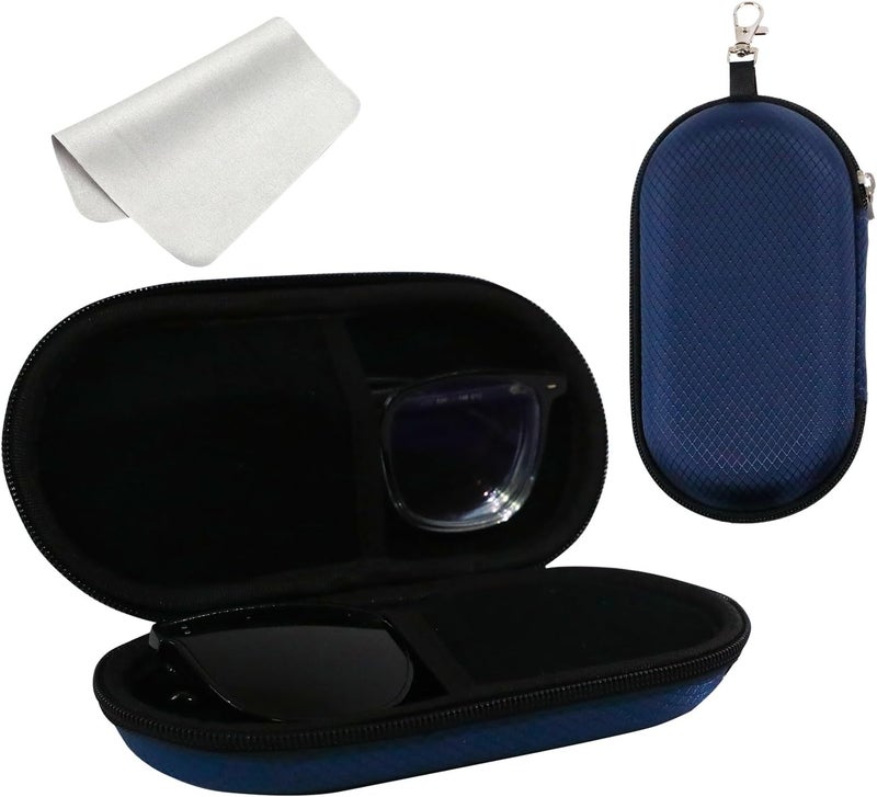FlyingMage Store Double Eyeglasses Case, Hard Shell Dual Sunglasses Organizer with Zipper Clip Travel Glasses Storage for Women Men - Image 1